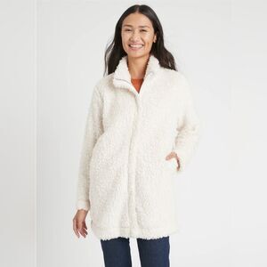 Banana Republic Factory Off White Teddy Sherpa Jacket With Pockets. Size Medium